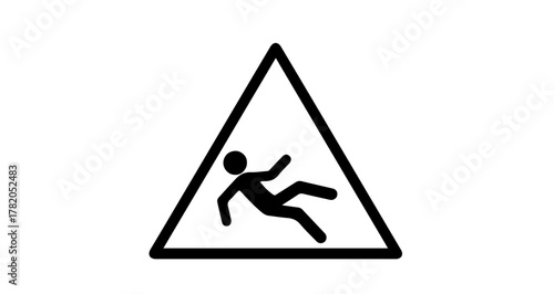 Slippery Surface Alert Icon of Caution for Fall Risks and Safety Hazards