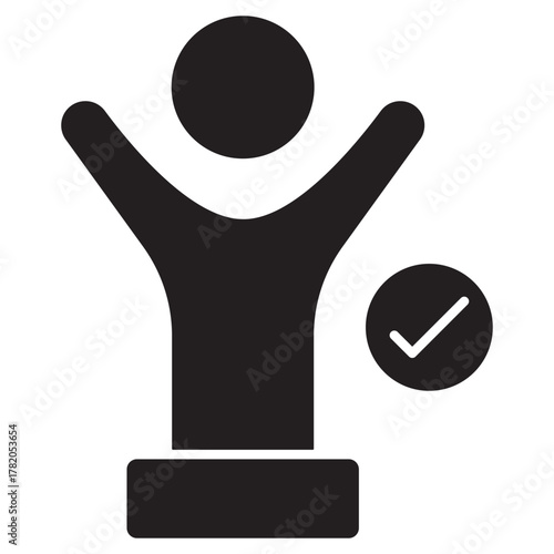 Hand Holding Trophy Medal icon, Champion Victory Trophy, Achievement Award Trophy, Winner Recognition Medal, Success Celebration Trophy, vector