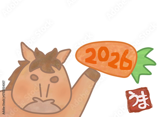 2026年　正月　午年　馬のイラスト　文字なし