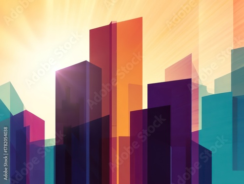 Abstract city skyline illustration modern architectural design concept