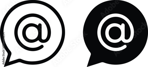 mention icon set design logo art 