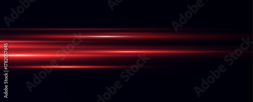 
Horizontal beams of red light on a transparent background. Laser beams.