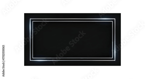 Black rectangular frame with silver trim on white background