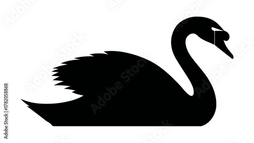 Graceful Black Swan Bird Silhouette Vector Illustration. Minimalist Design for Nature, Wildlife, and Elegance Concepts.