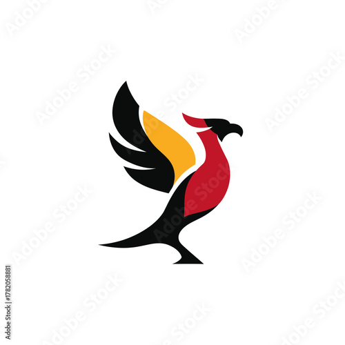 Modern Stylized Phoenix Bird Logo Concept Vector Illustration with Abstract Wings and Vibrant Colors
