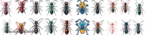 Mega Vector Set of Ants: Detailed, Stylized, and Cartoon Character Illustrations in Various Colors and Species