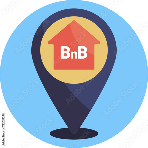 Map Pin for a cozy lodging offering bed and breakfast services.