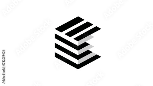 Wallpaper Mural Abstract 3D geometric shape with layered black and white elements, symbolizing innovation, progress, or modern corporate design. Torontodigital.ca