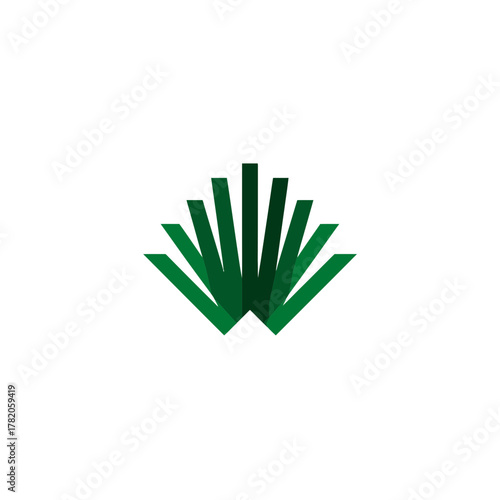Abstract Green Plant Leaves or Grass Graphic Icon on White Background - Nature Growth and Ecology Symbol