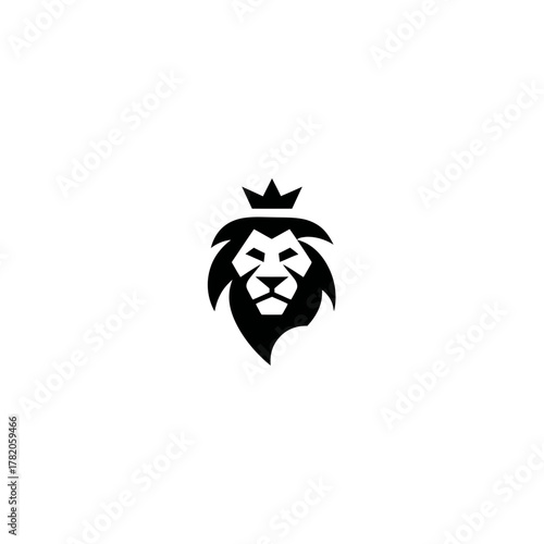 Majestic Lion Head with Crown Vector Illustration. Royal Animal Emblem Symbolizing Strength, Leadership, and Power.