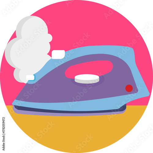 A handheld steam iron used for quickly removing wrinkles from clothes.