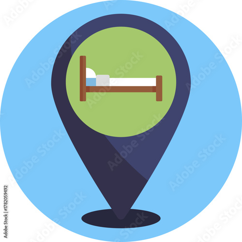 Location marker for a bed and breakfast on a map.