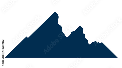 Minimalist abstract dark blue mountain range silhouette vector graphic. Jagged peak illustration for nature, outdoor adventure, and landscape design.