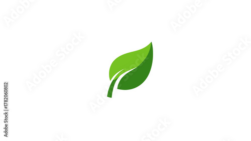 Vibrant green leaf icon symbolizing nature, ecology, organic growth, environmental sustainability, freshness, and plant life.