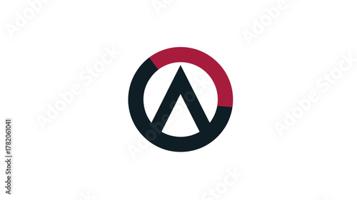Free Download Stylish abstract geometric design featuring a black triangle inside a modern red and black circular frame icon symbol - GFXLoad