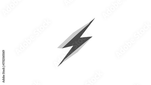 Stylized gray lightning bolt icon symbolizing speed, power, energy, electricity, and quickness on a white background.