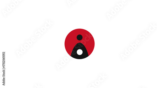 Minimalist abstract symbol of togetherness and human connection inside a bold red circle on a clean white background