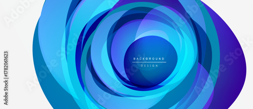 Abstract blue design. Concentric layers create dynamic visual effect. Modern background suitable for various projects.