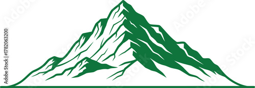 Green Mountain Range Silhouette Vector Illustration Isolated on White Background