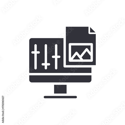 Computer Display With Graphic Design Adjustment Tools Icon