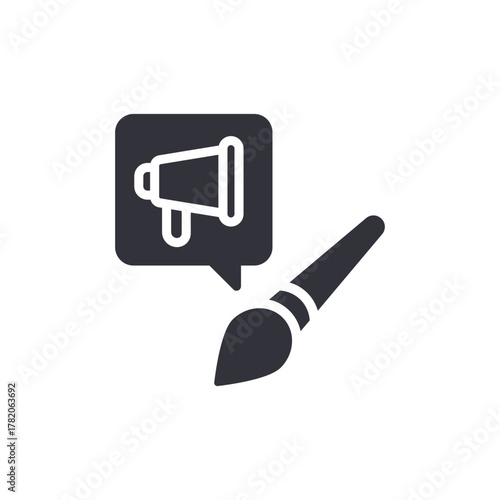 Creative Announcement With Brush Marketing Media Symbol