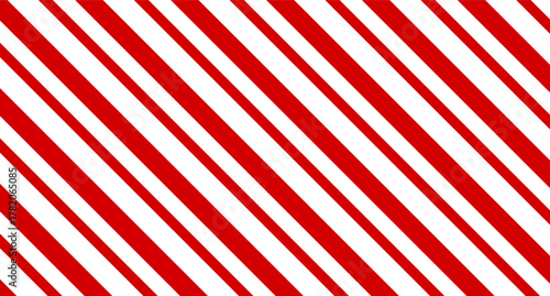 Red and white diagonal stripes background vector illustration. Candy cane pattern for Christmas or New Year concept, flat lay. Stripe pattern for gift wrap, fabric pattern, textile, tile and wallpaper