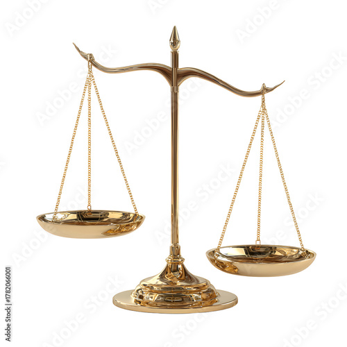 Golden Law Balance Scales 3D Render with Reflection - Professional Legal Concept