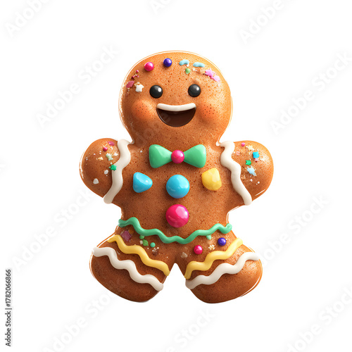 Cheerful Gingerbread Cookie Character Decoration Illustration
