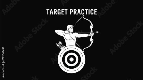 Archer aiming at target with bow and arrow for sport or recreation, demonstrating focus and precision in archery practice for skill development