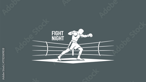 Exciting fight night boxing match illustration, perfect for sports promotions and event posters, capturing the intensity of the ring