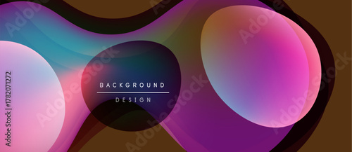 Abstract colorful shapes overlap, creating dynamic visual effect. Gradient hues blend, forming modern background design.