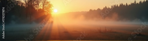 View sun shining through the fog