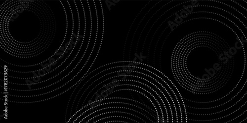 Halftone circular dotted frames set. Circle dots texture isolated on white background. Spotted spray texture. Vector abstract design element spiral circle sound wave vector logo modern