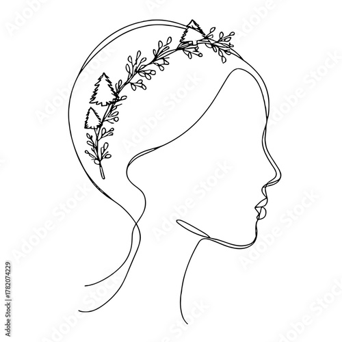 Headband with mini Christmas trees Headwear, children's headbands, costume accessories outline / minimal linear vector