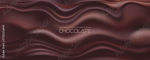 Trendy coffee or chocolate wavy gradient. Swirl liquid dark brown pattern. Grainy film effect texture. Vector illustration for your graphic design, banner, poster