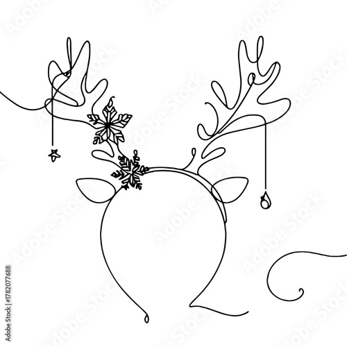 Reindeer headband Headwear, children's headbands, costume accessories outline / minimal linear vector