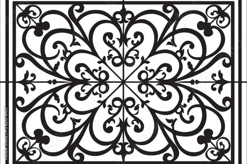 Intricate black wrought iron pattern silhouette