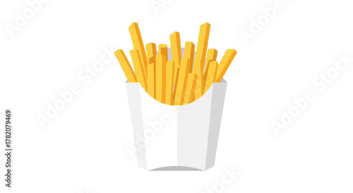 Vector illustration of French fries in a white paper container