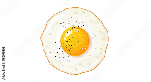 Realistic illustration of a fried egg with pepper seasoning