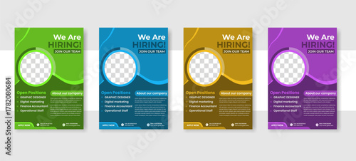 We are Hiring Flyer Social Media Post Template Advertisement of Job Vacancy Graphic Designer Finance Accountant Digital Marketing and Operational Staff Open Positions Concept
