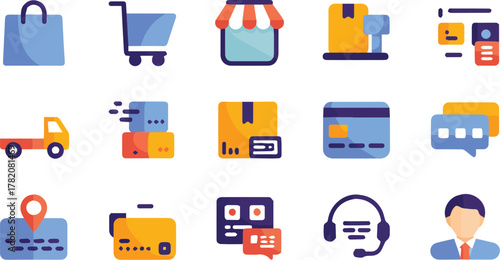 Vector flat design icon set of home appliances icons for web and business illustration