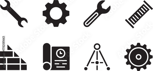 Vector illustration set of repair tools icons or symbols for design concept