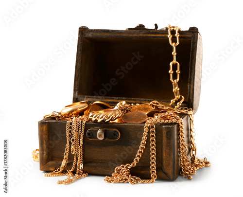Old chest with treasures is...