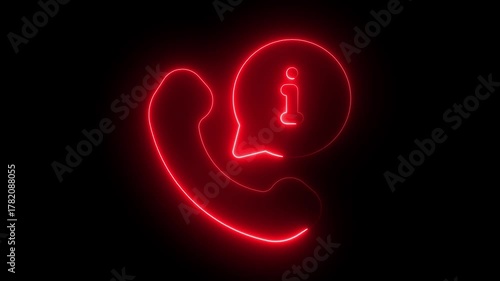 Wallpaper Mural Neon Red Phone Icon With Information Symbol In Speech Bubble On Black Background help Torontodigital.ca