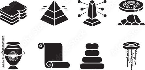 Digital data blocks stacked together isometric icon representing storage database or archive system