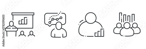 Business presentation icons with person and graphs