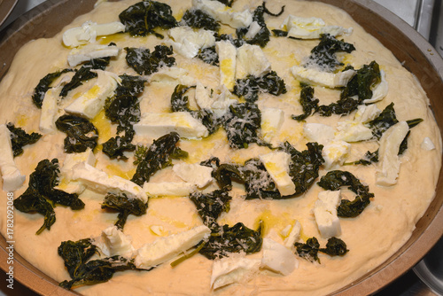 Homemade Pizza With Friarielli And Fiordilatte Before Baking
