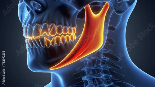 Human Masseter Muscle Anatomy Animation Jaw Teeth and Skeletal System Visualization