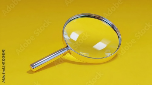 Wallpaper Mural Magnifying glass on a bright yellow background. the glass is round and has a silver handle with a curved end. the handle is slightly curved and appears to be made of metal. Torontodigital.ca