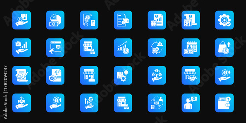 Financial management   Cohesive set of minimalist vector icons representing key ideas with visual clarity